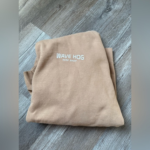 Wave Hog Surf Shop NJ Beach Sweatshirt Hoodie Brown Blue Size Size L XL - Picture 9 of 9